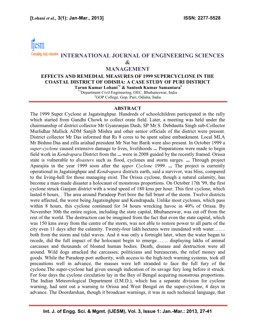 International Journal of Engineering Sciences