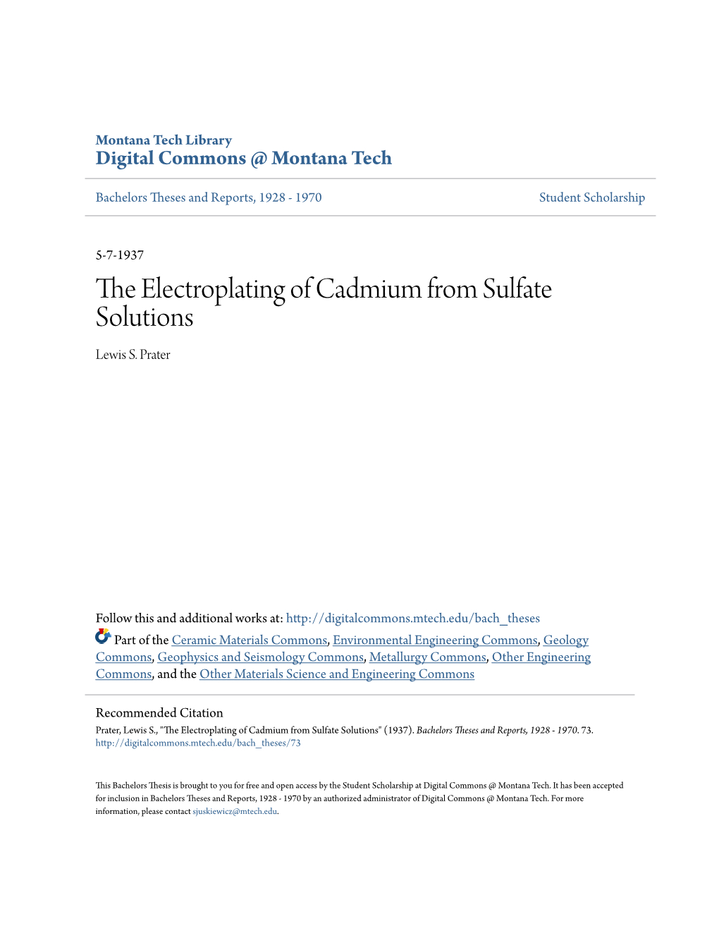 The Electroplating of Cadmium from Sulfate Solutions