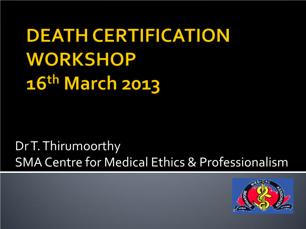 Death Certification Workshop