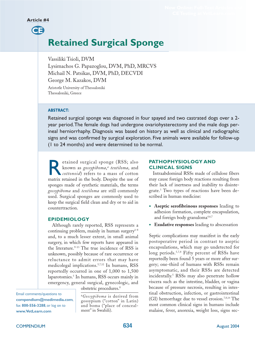 Retained Surgical Sponge