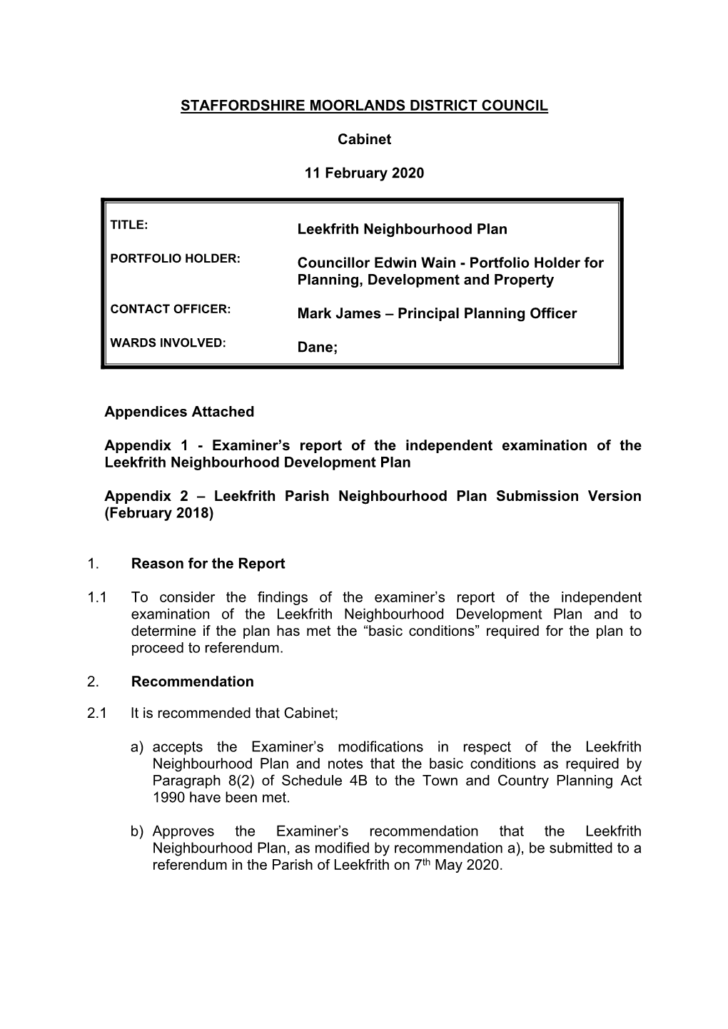 Leekfrith Neighbourhood Plan PDF 127 KB