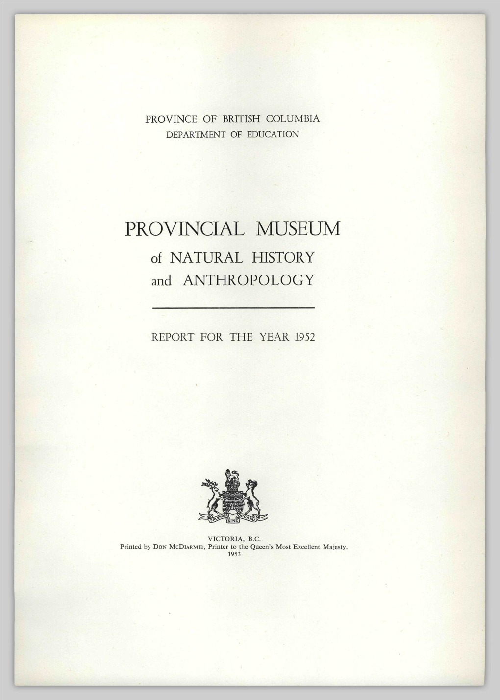 PROVINCIAL MUSEUM of NATURAL HISTORY and ANTHROPOLOGY