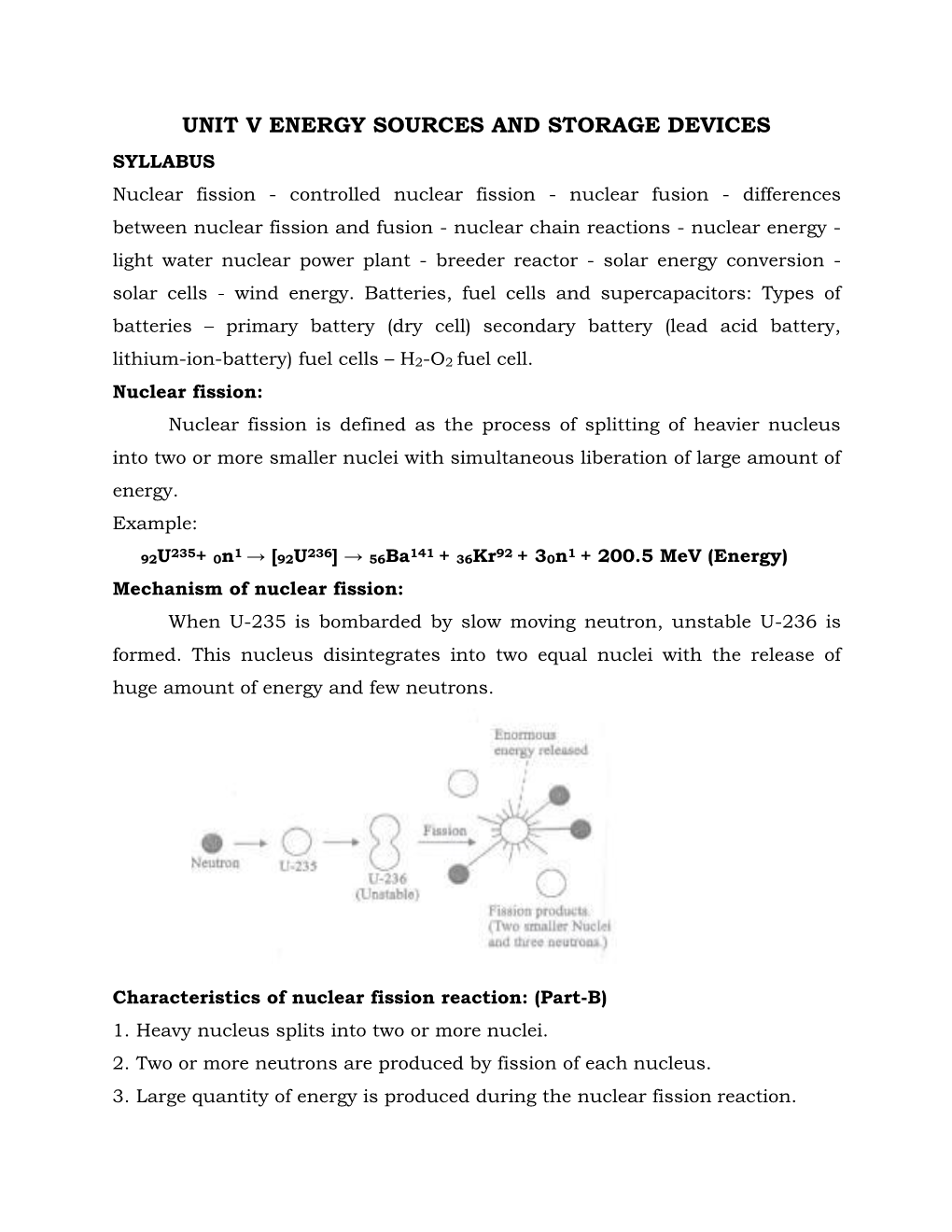 Unit V Energy Sources and Storage Devices