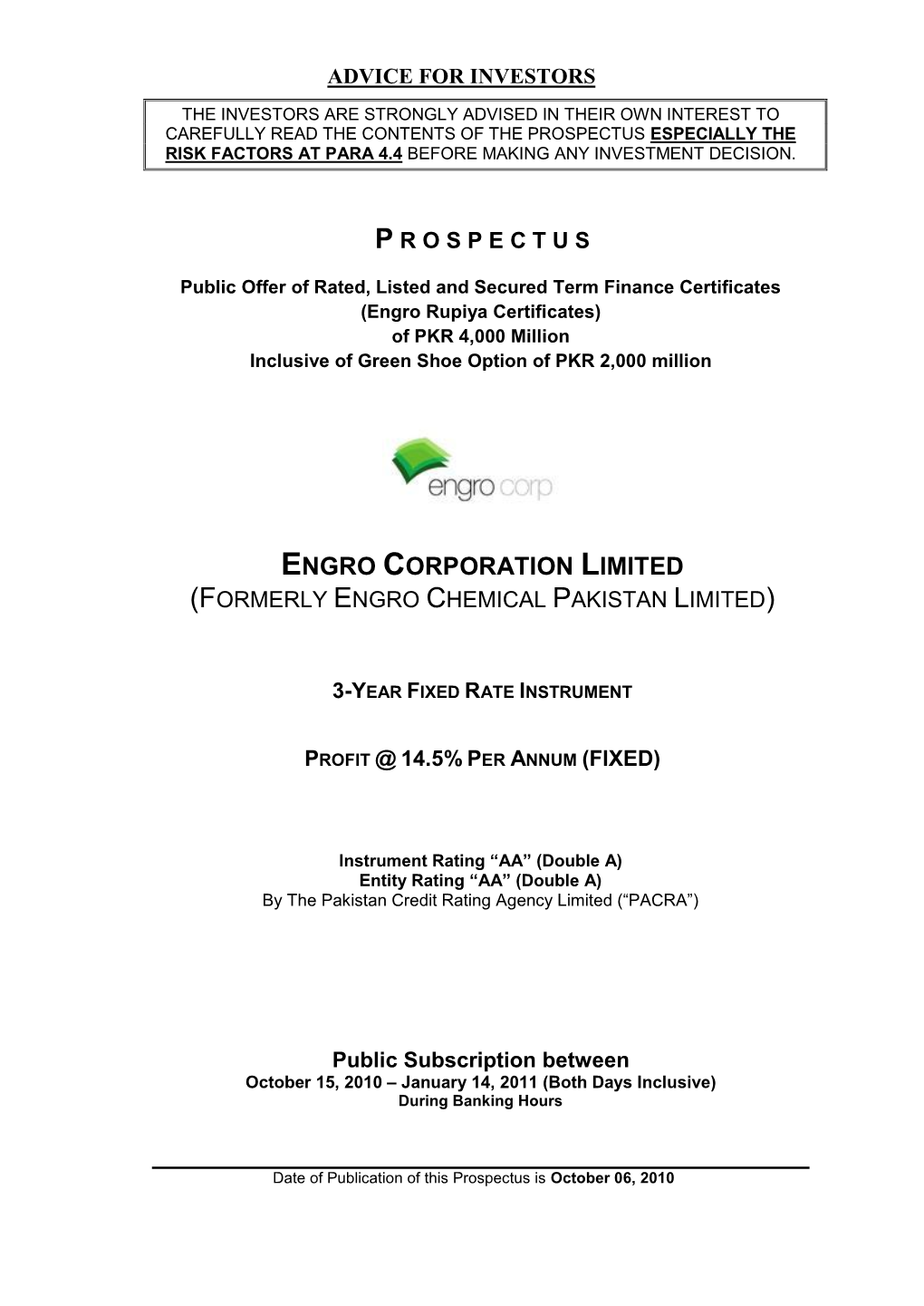 Engro Corporation Limited (Formerly Engro Chemical Pakistan Limited)