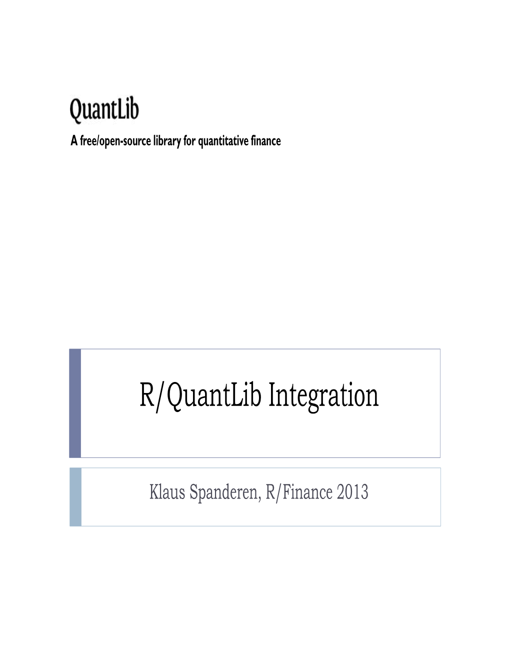 R/Quantlib Integration