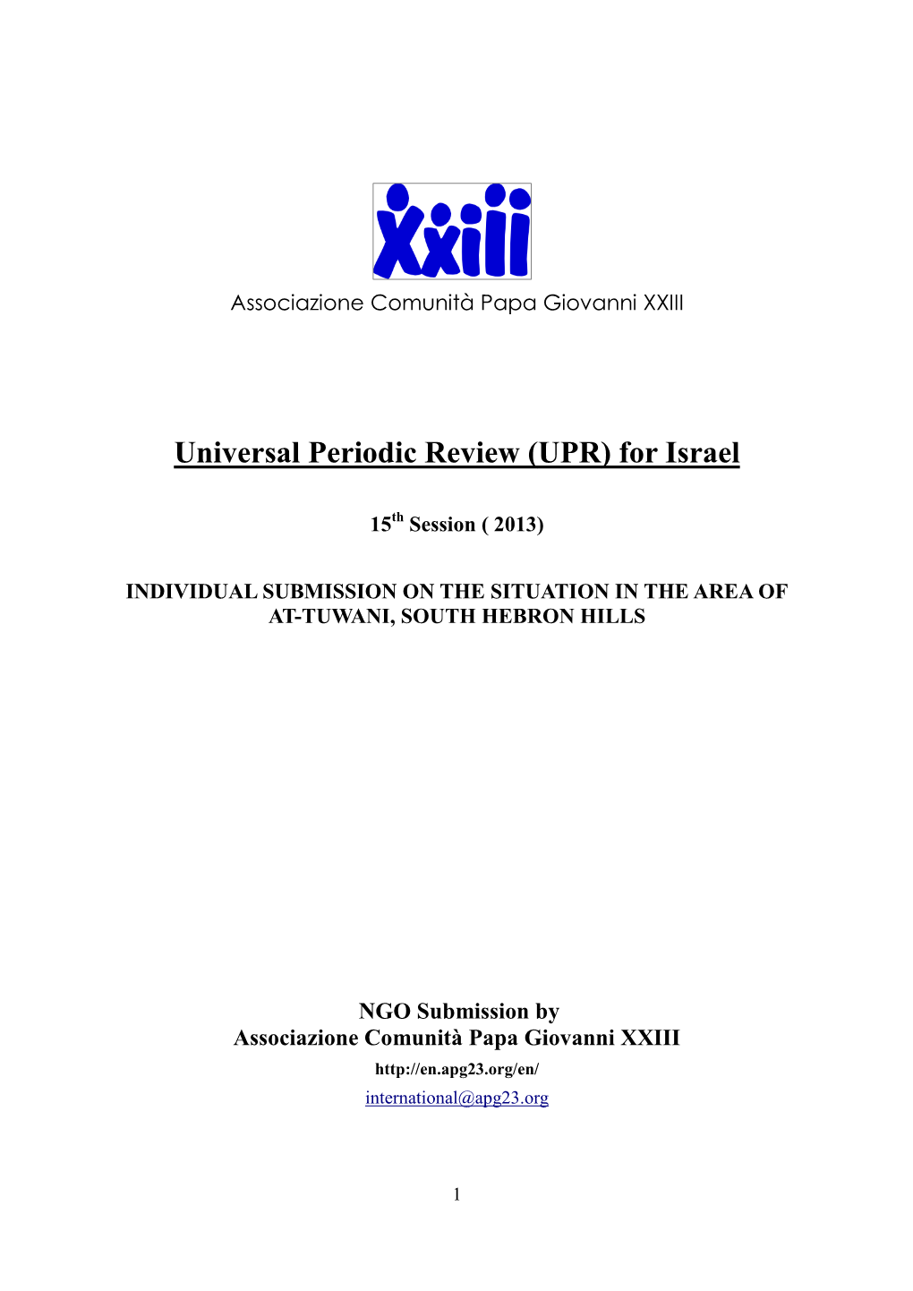 (UPR) for Israel