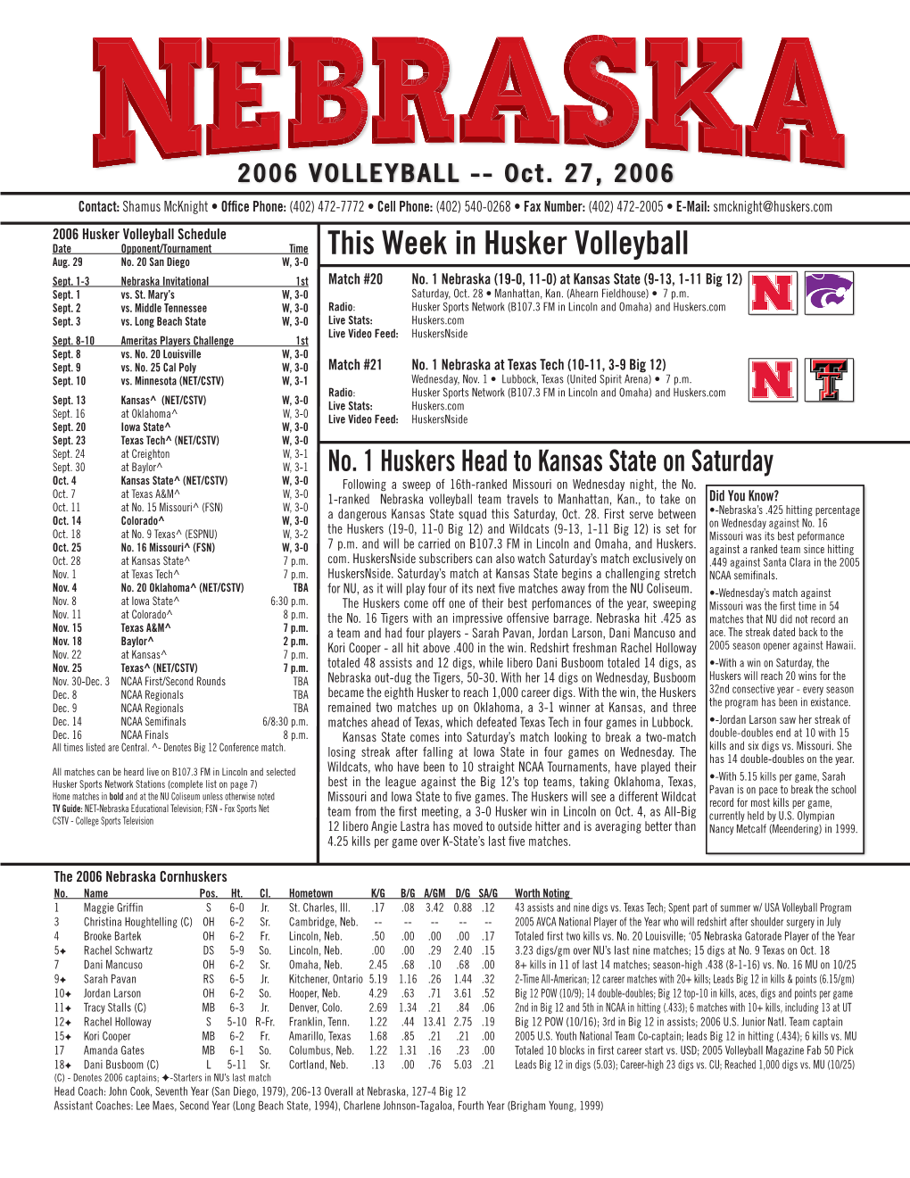 This Week in Husker Volleyball Aug