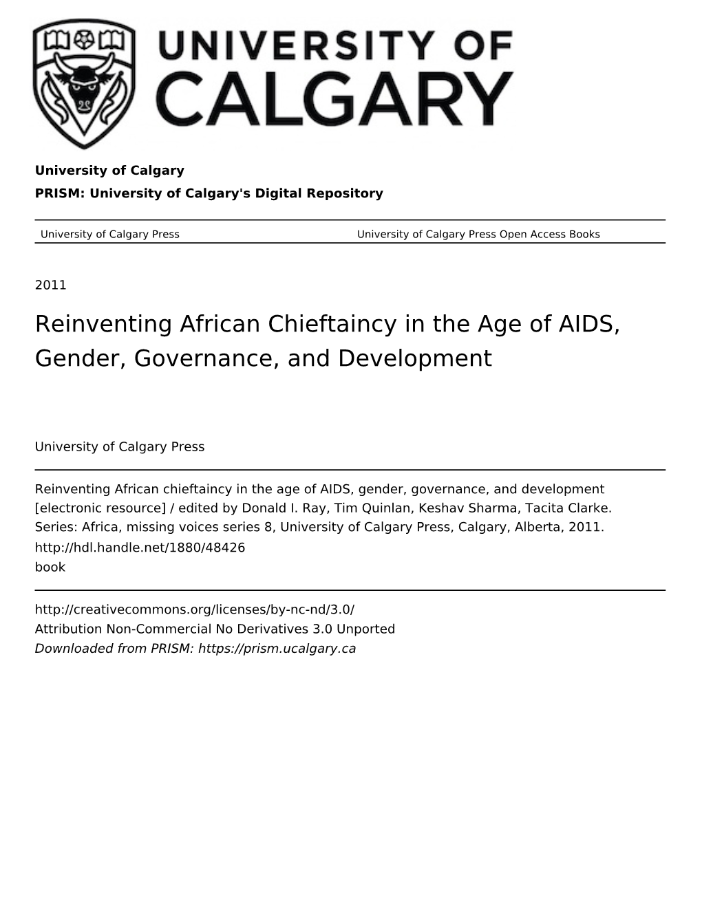 Reinventing African Chieftaincy in the Age of AIDS, Gender, Governance, and Development