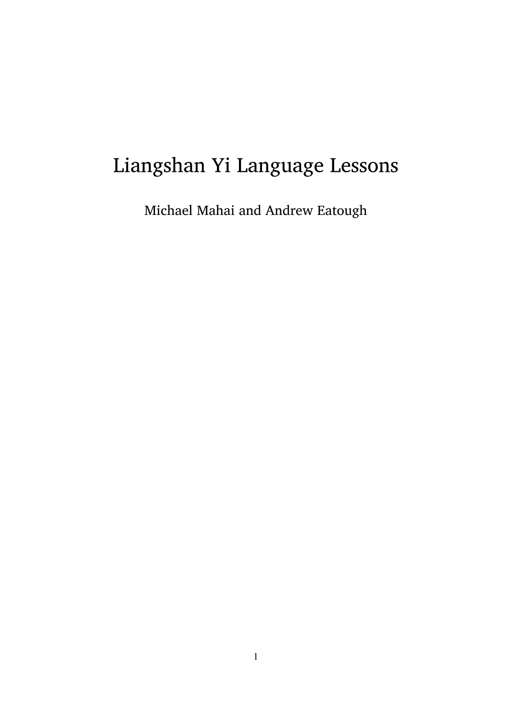 Liangshan Yi Language Lessons