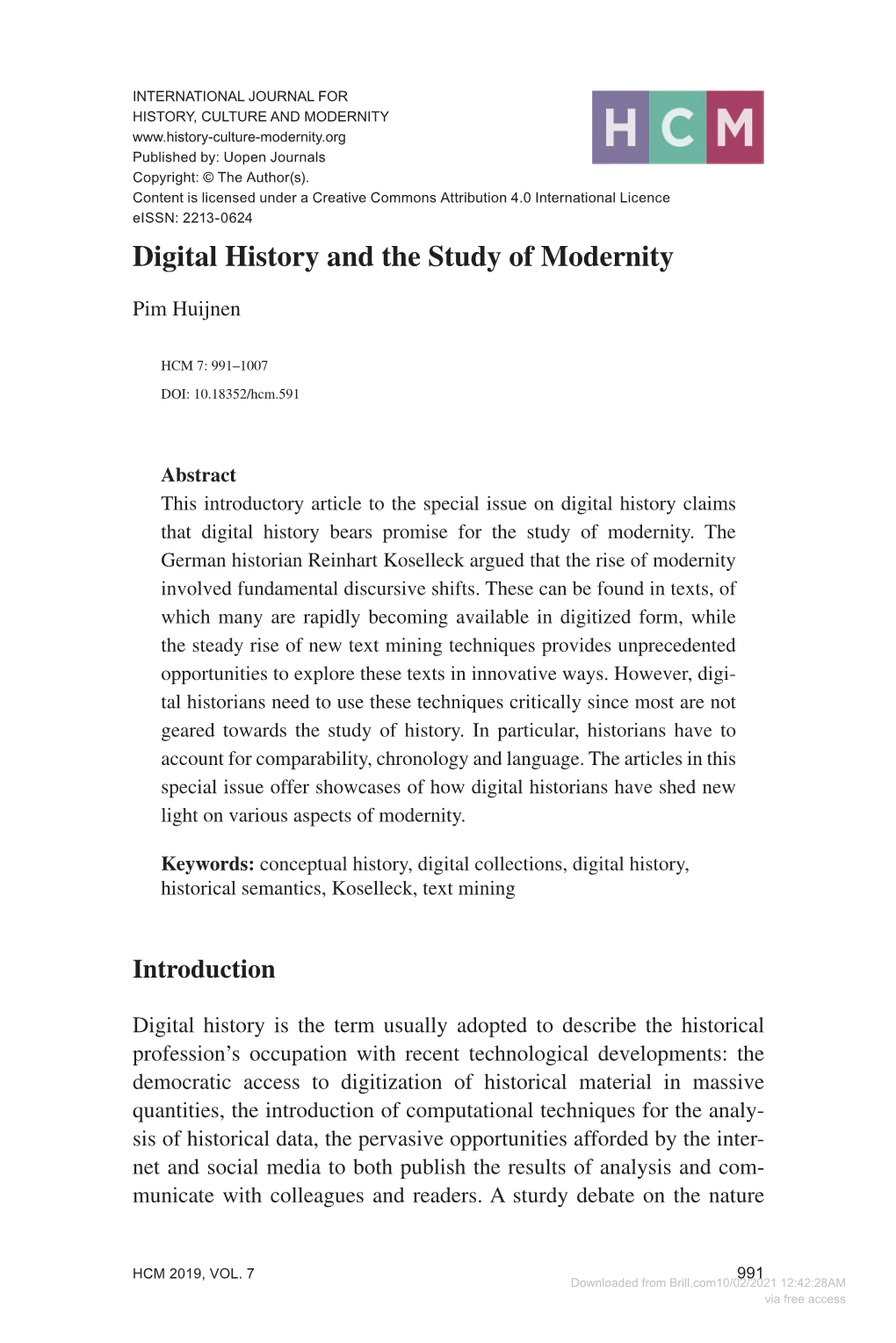 Digital History and the Study of Modernity