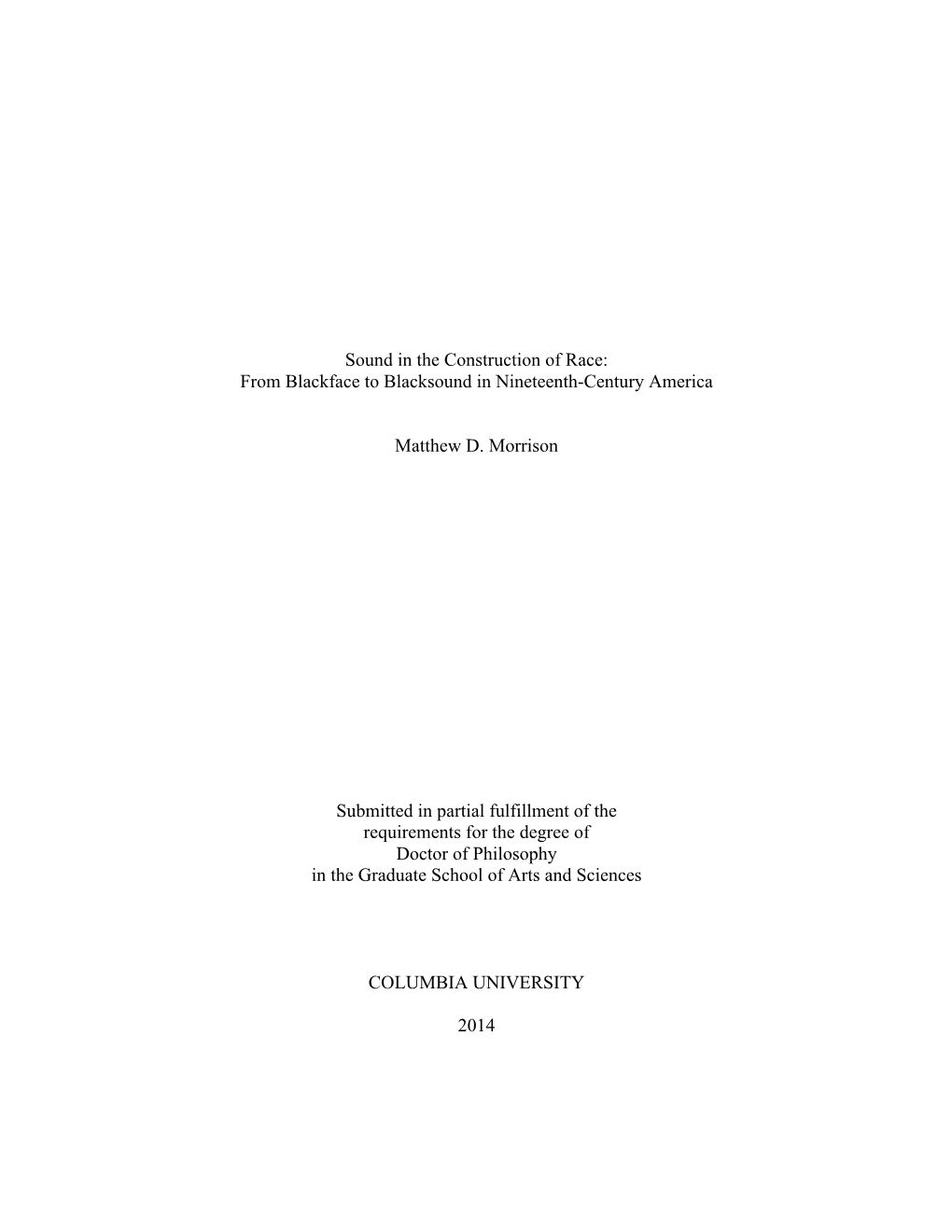 Sound in the Construction of Race: from Blackface to Blacksound in Nineteenth-Century America