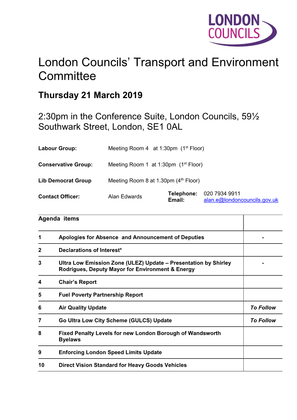 London Councils' Transport and Environment Committee