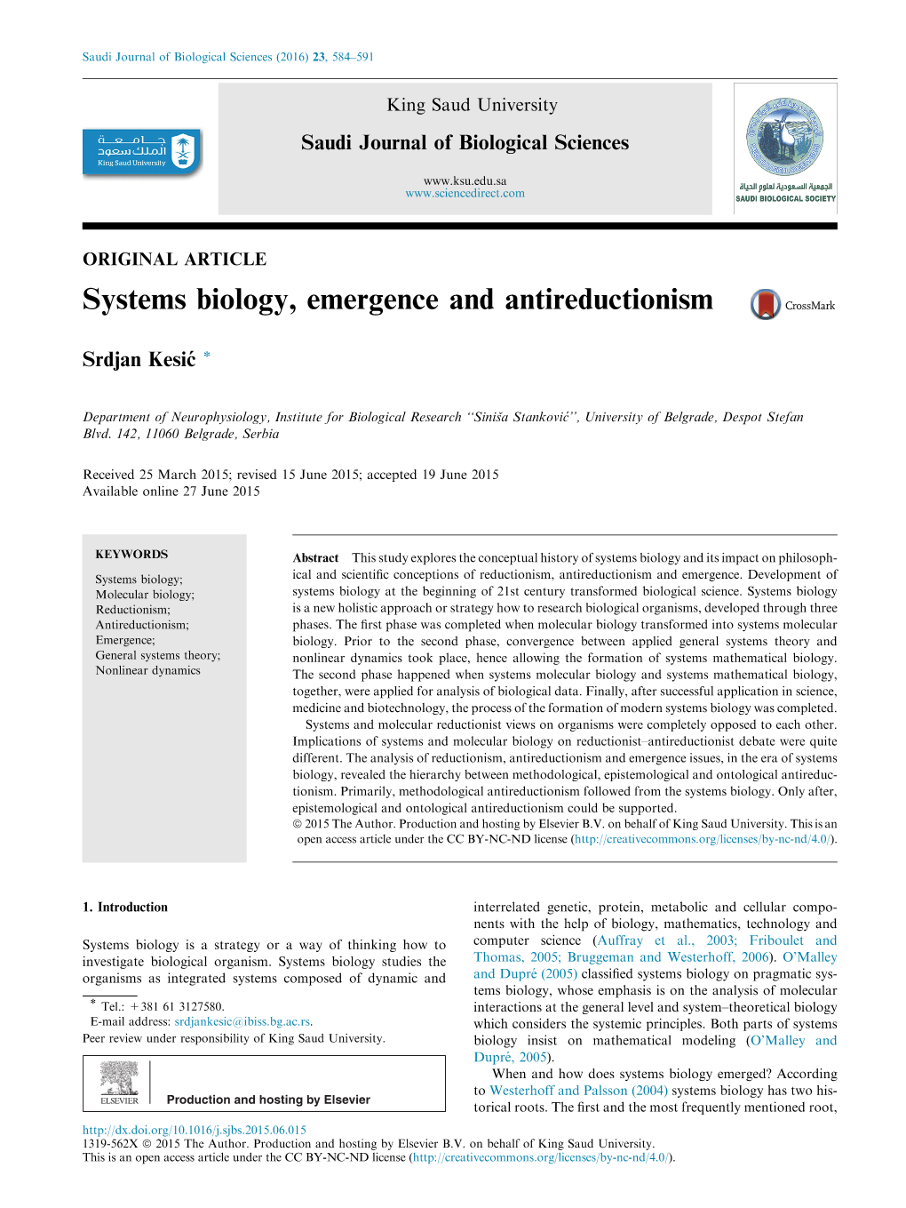 Systems Biology, Emergence and Antireductionism