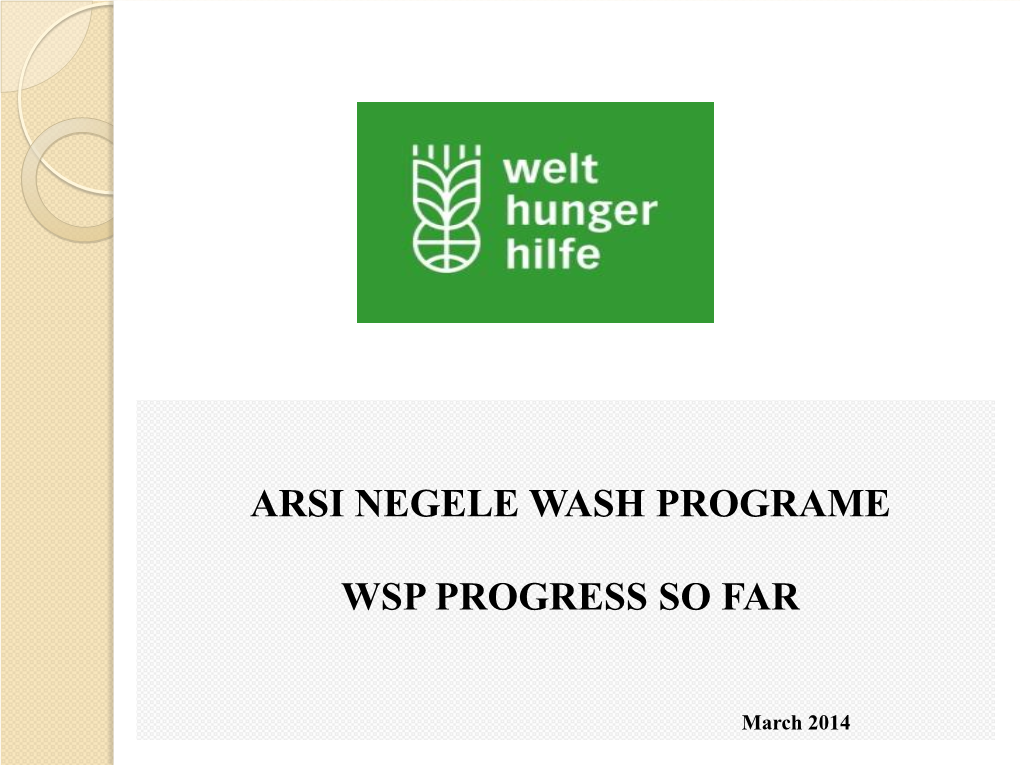 Arsi Negele Wash Programe Wsp Progress So