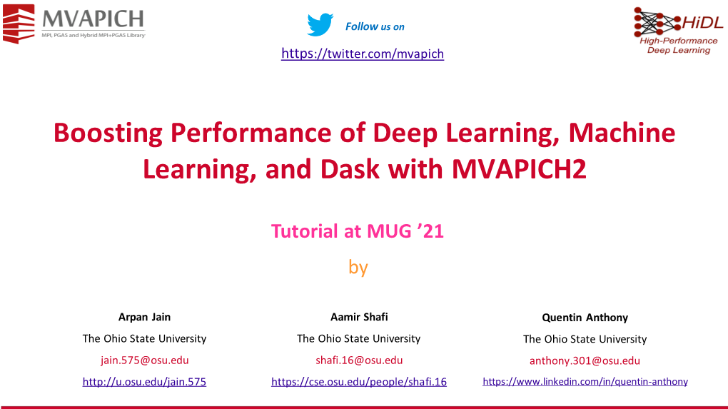 Boosting Performance of Deep Learning, Machine Learning, and Dask with MVAPICH2