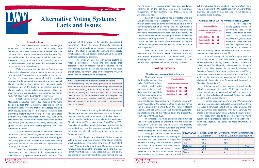 Alternative Voting Systems