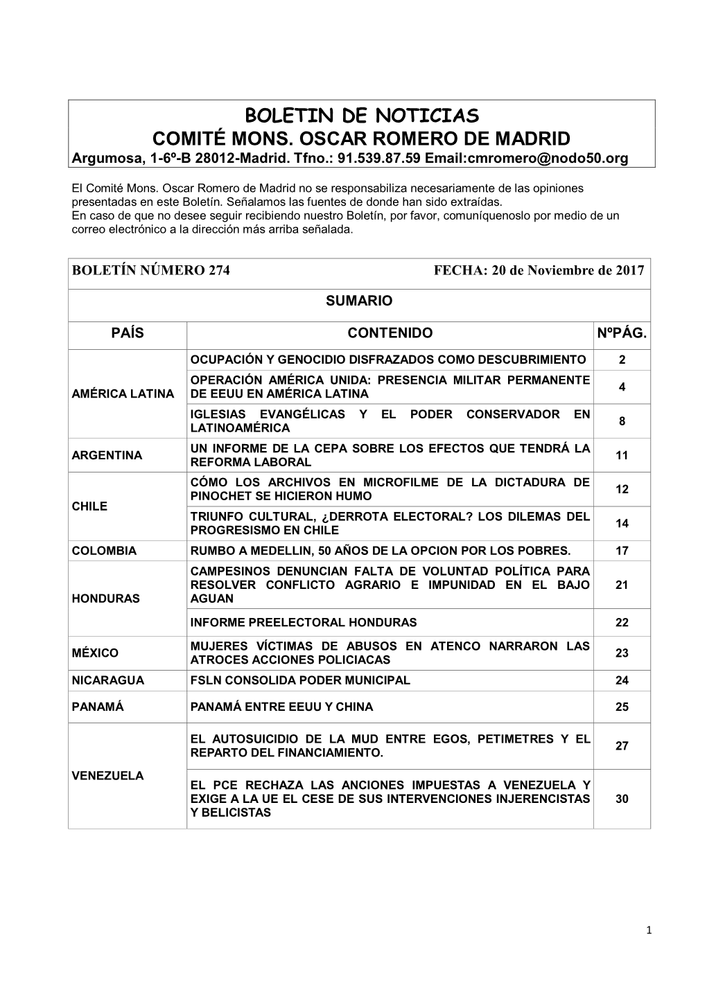 Boletin De Noticias Comité Mons