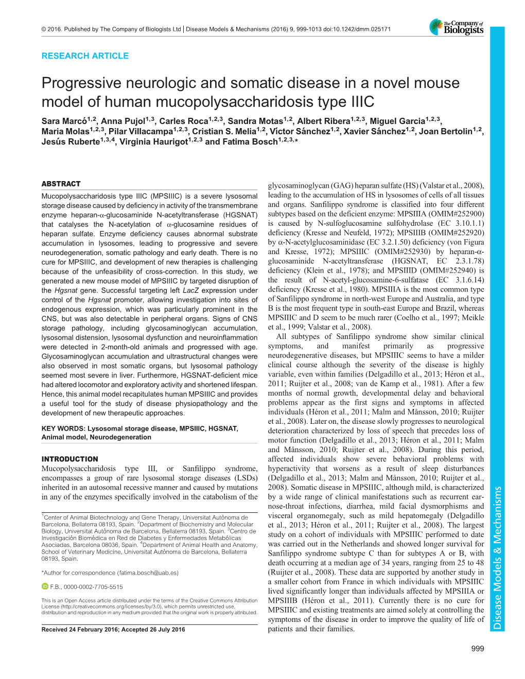 Progressive Neurologic and Somatic Disease in a Novel Mouse Model of Human Mucopolysaccharidosis Type IIIC