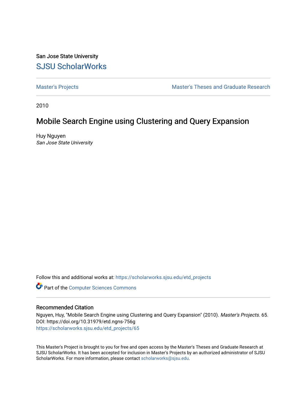 Mobile Search Engine Using Clustering and Query Expansion