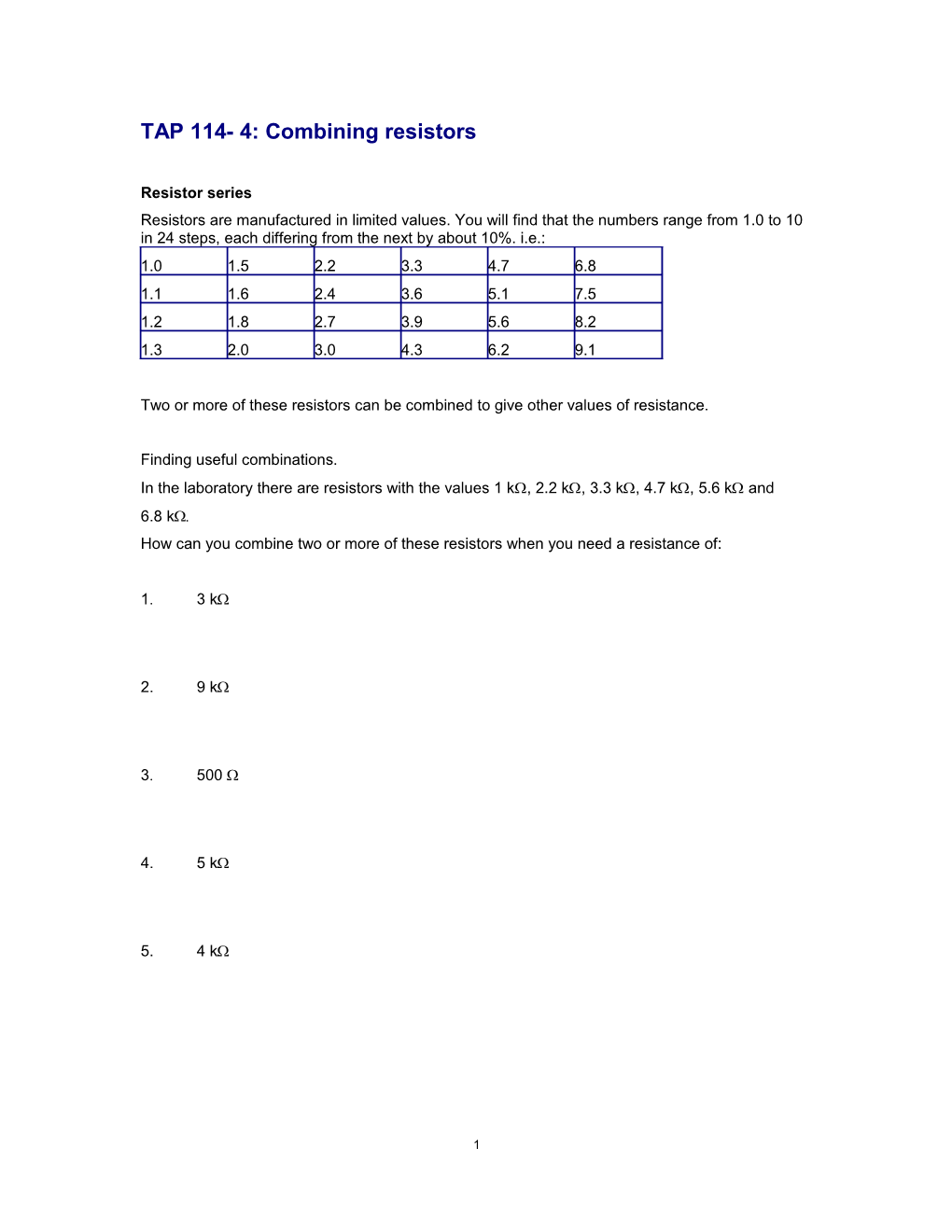 TAP 114- 4: Combining Resistors