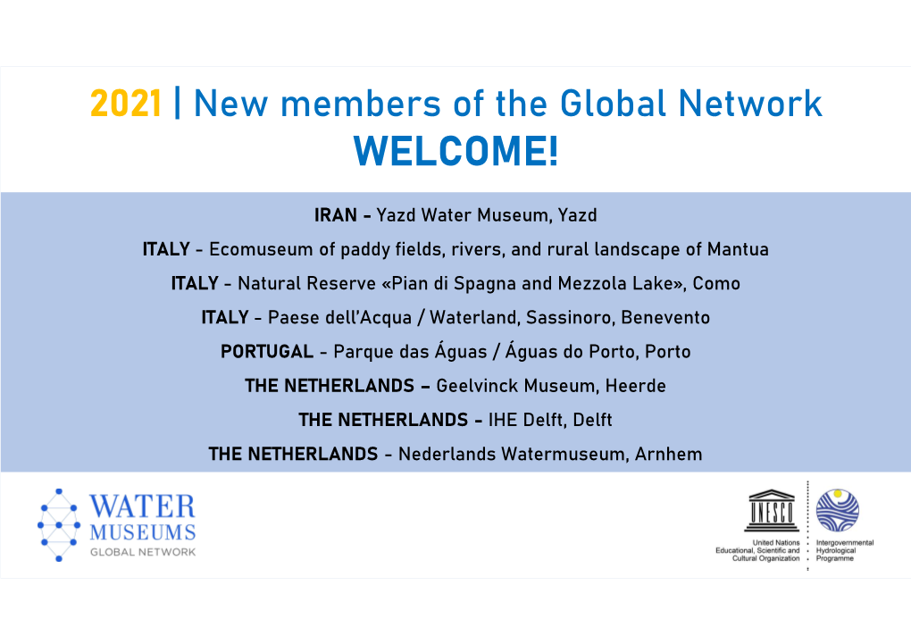 P>2021 | New Members of the Global Network WELCOME!