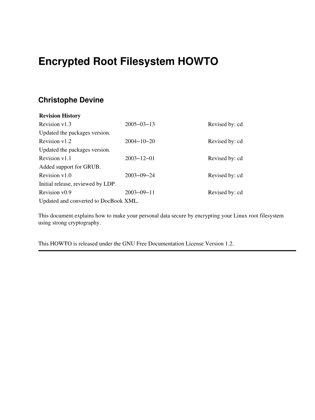 Encrypted Root Filesystem HOWTO