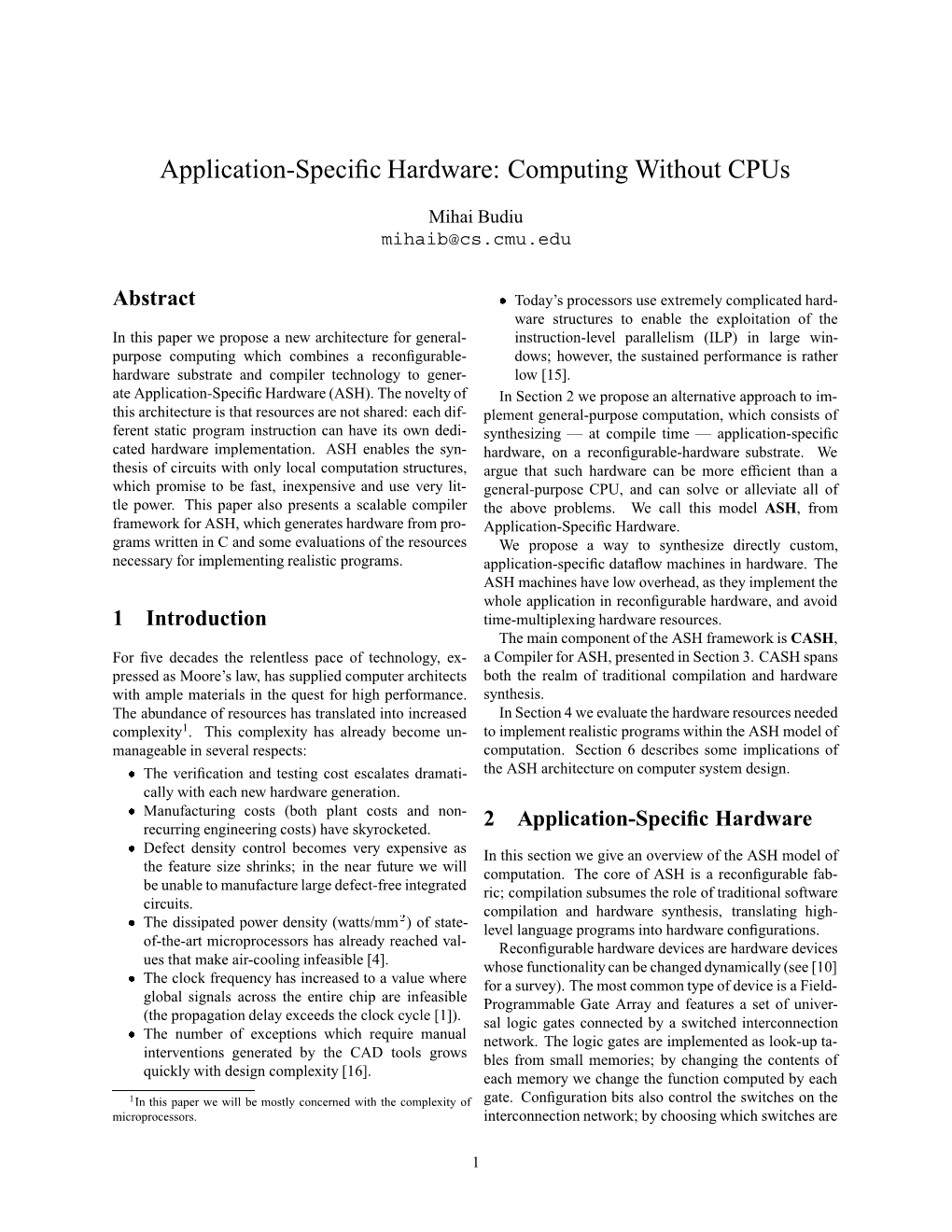 Application-Specific Hardware