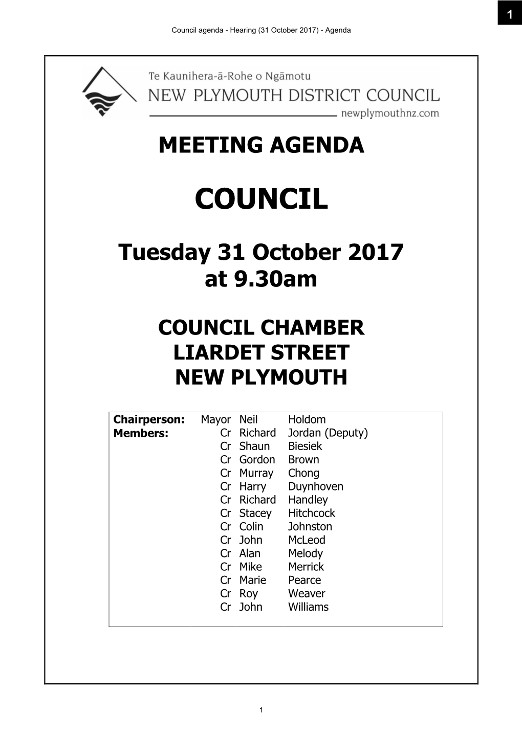 New Plymouth District Councils in Order to Meet This Requirement