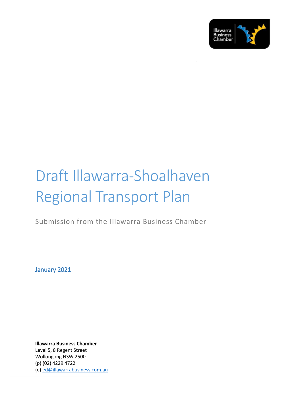 Draft Illawarra-Shoalhaven Regional Transport Plan