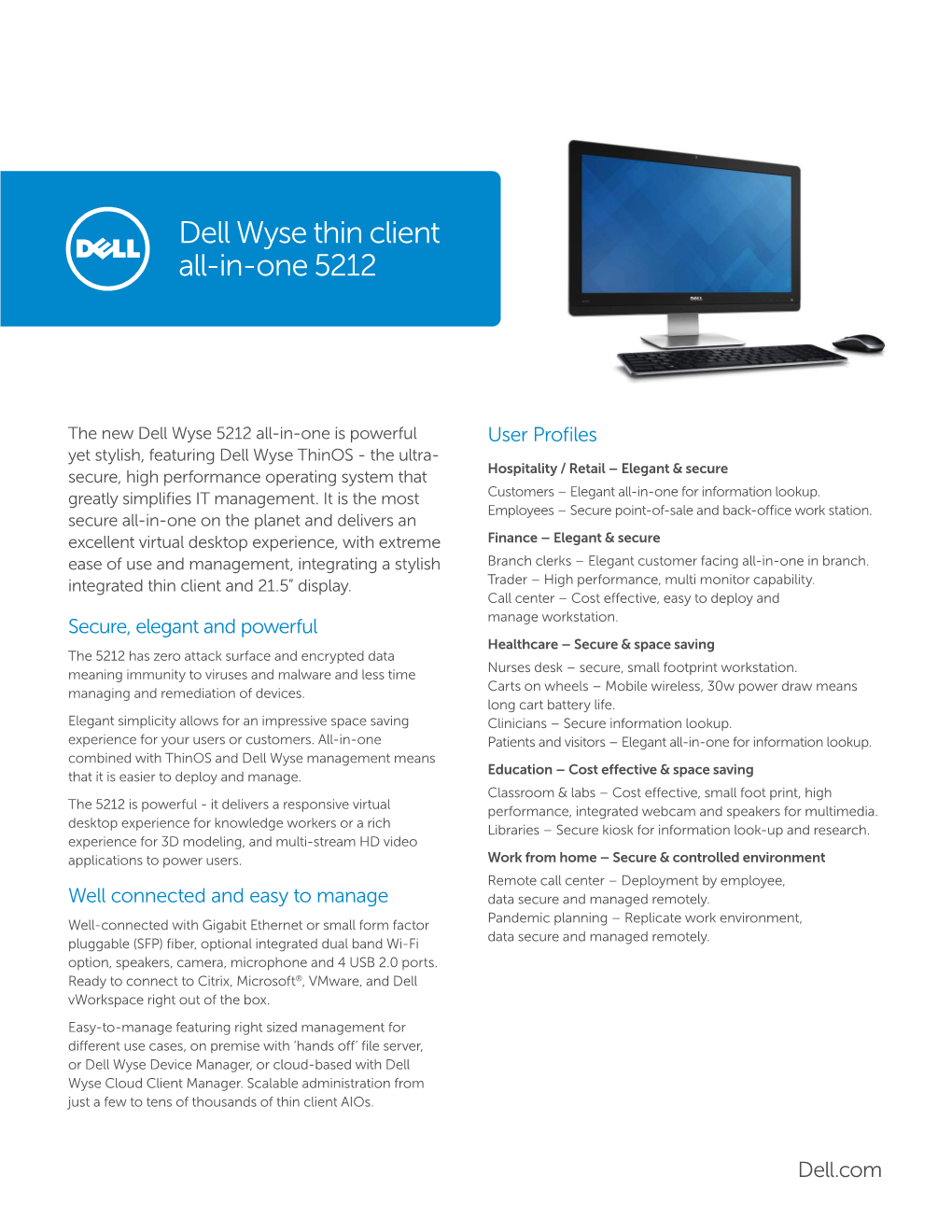 Dell Wyse Thin Client All-In-One 5212