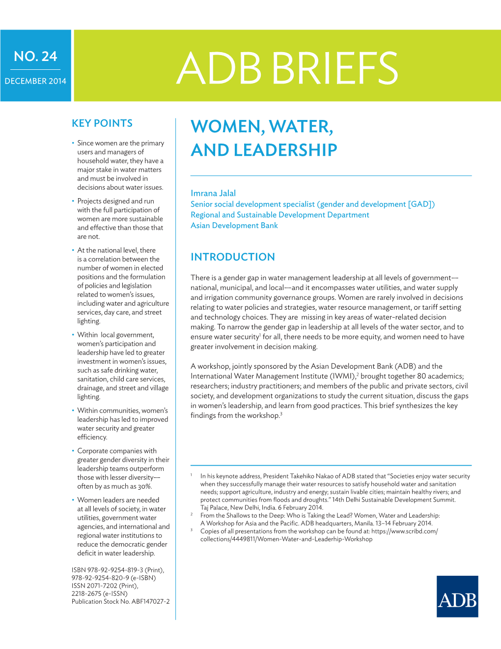 Women, Water, and Leadership