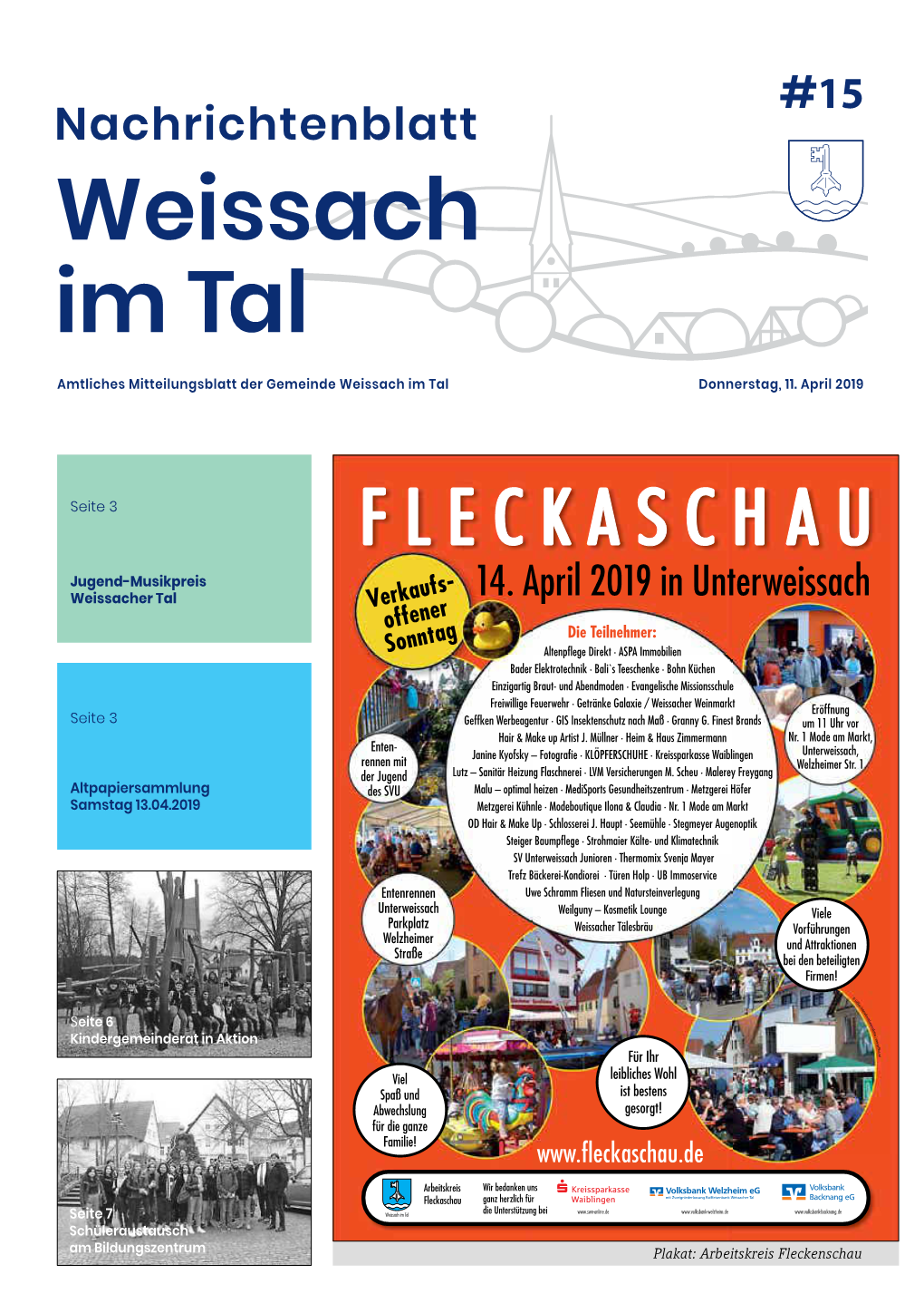Nachrichtenblatt Weissach Im Tal Amtliches Mitteilungsblatt Der Gemeinde Weissach Im Tal Donnerstag, 11