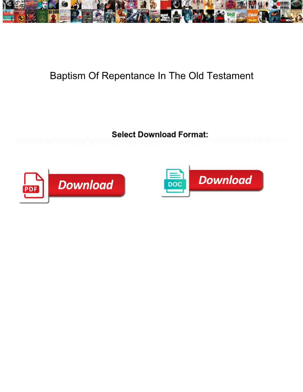 Baptism of Repentance in the Old Testament
