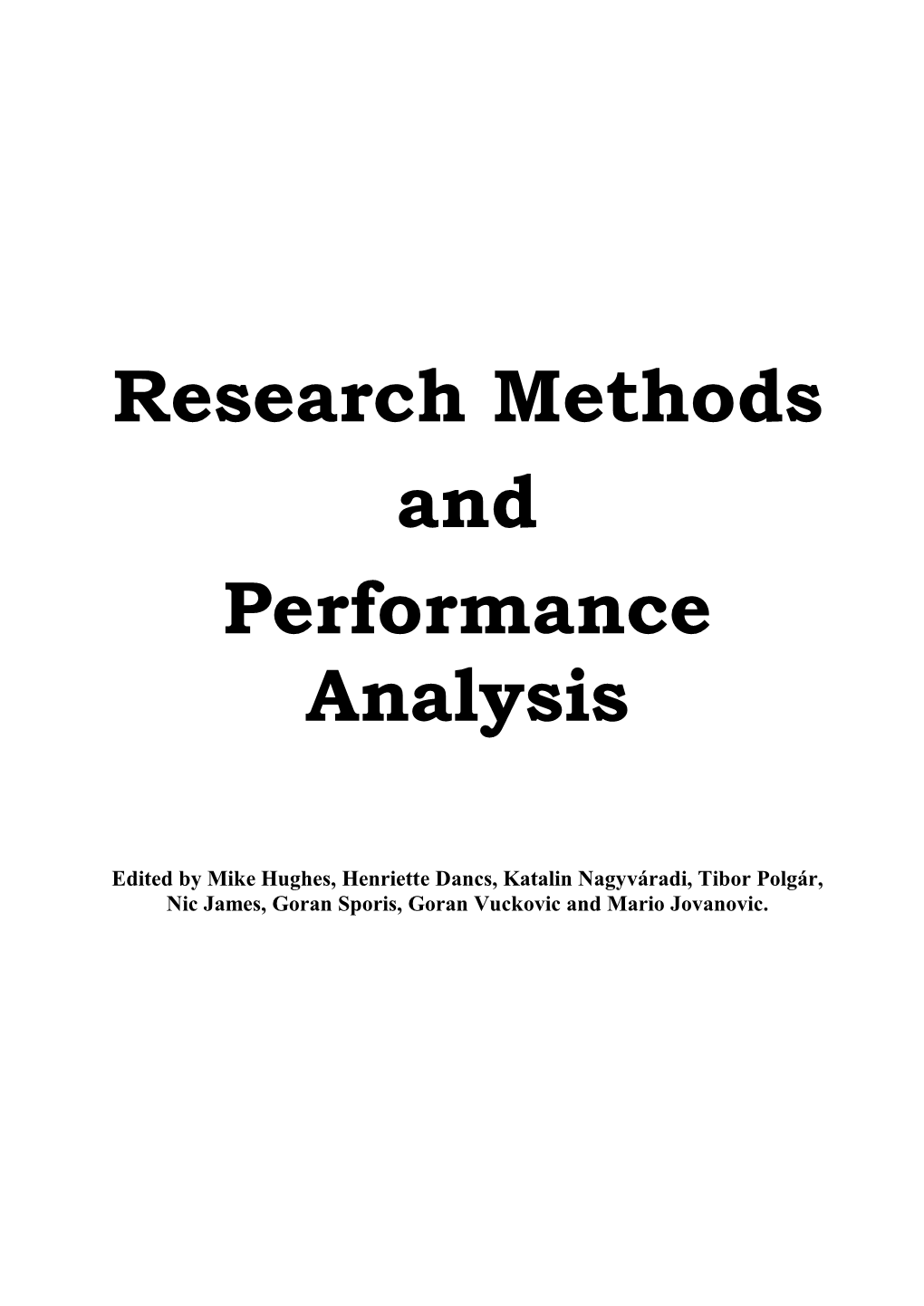 Performance Analysis – INTERNATIONAL WORKSHOP 153