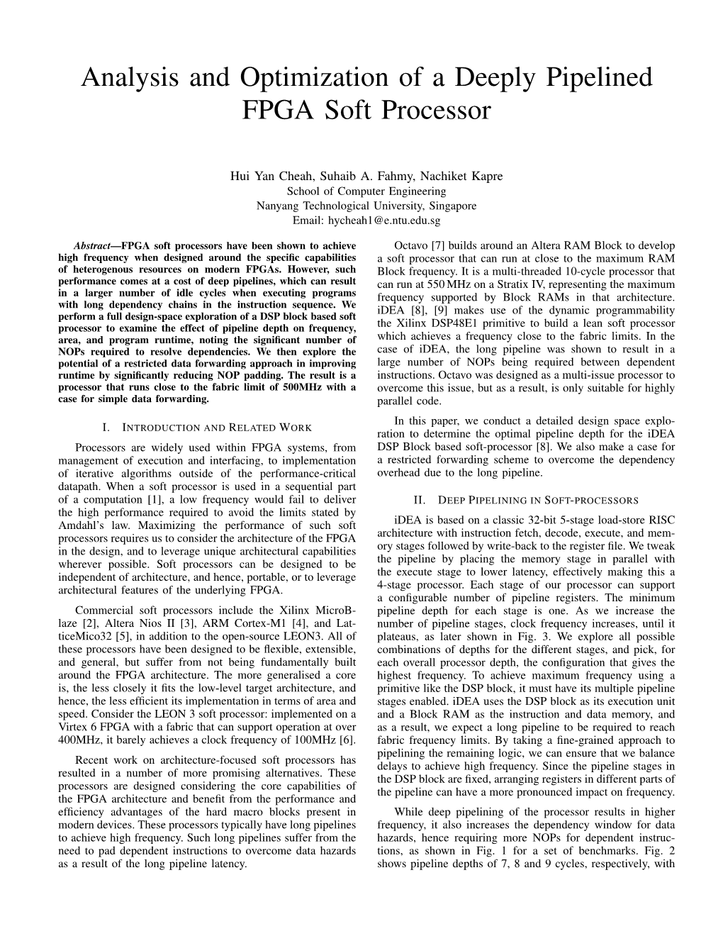 Analysis and Optimization of a Deeply Pipelined FPGA Soft Processor