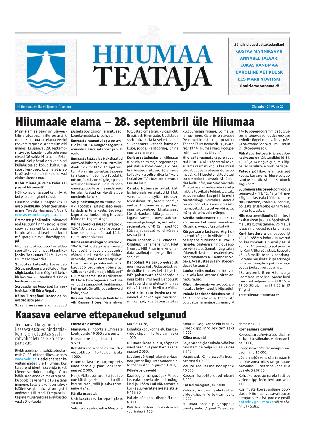 Hiiumaale Elama – 28. Septembril Üle Hiiumaa