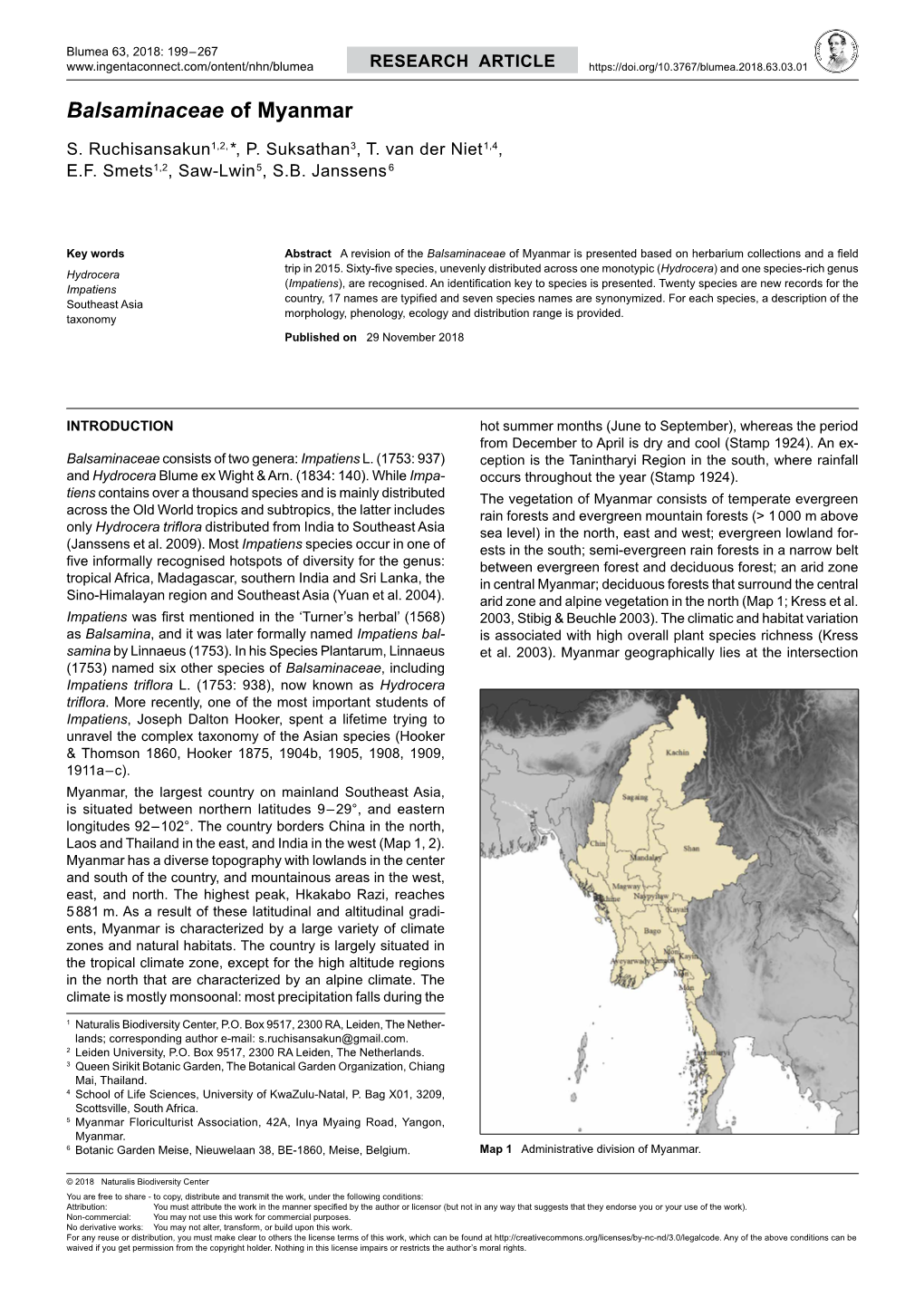 Balsaminaceae of Myanmar