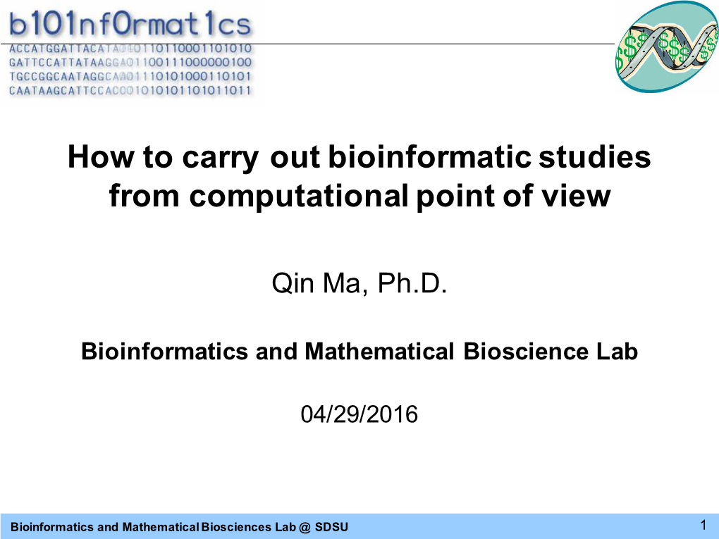 How to Carry out Bioinformatic Studies from Computational Point of View
