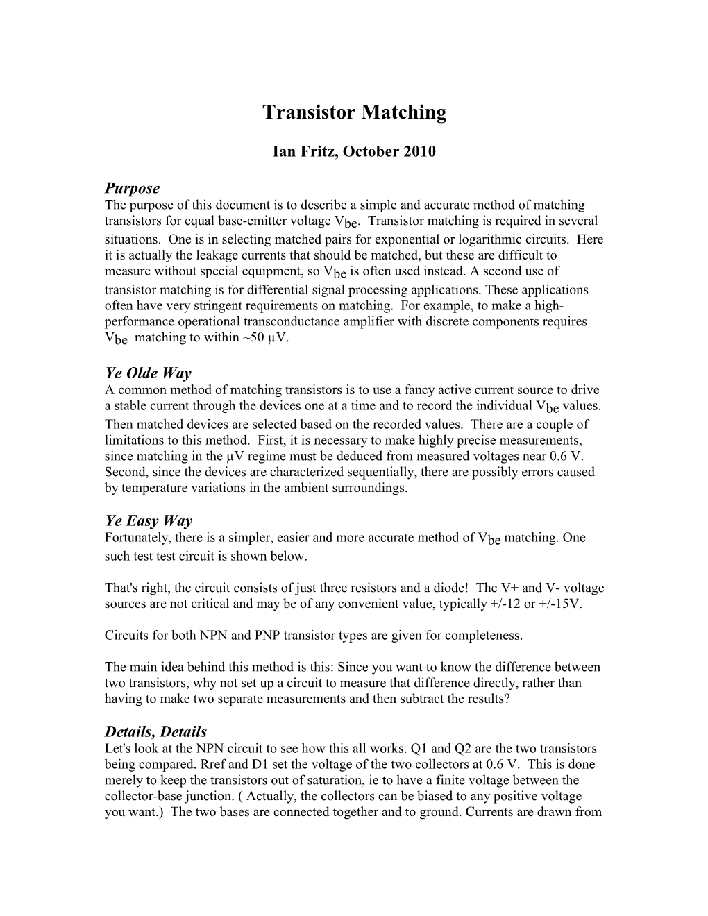 Transistor Matching