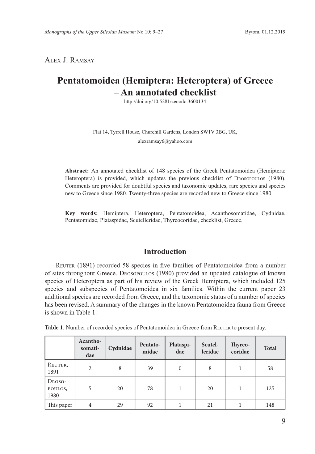 Pentatomoidea (Hemiptera: Heteroptera) of Greece – an Annotated Checklist