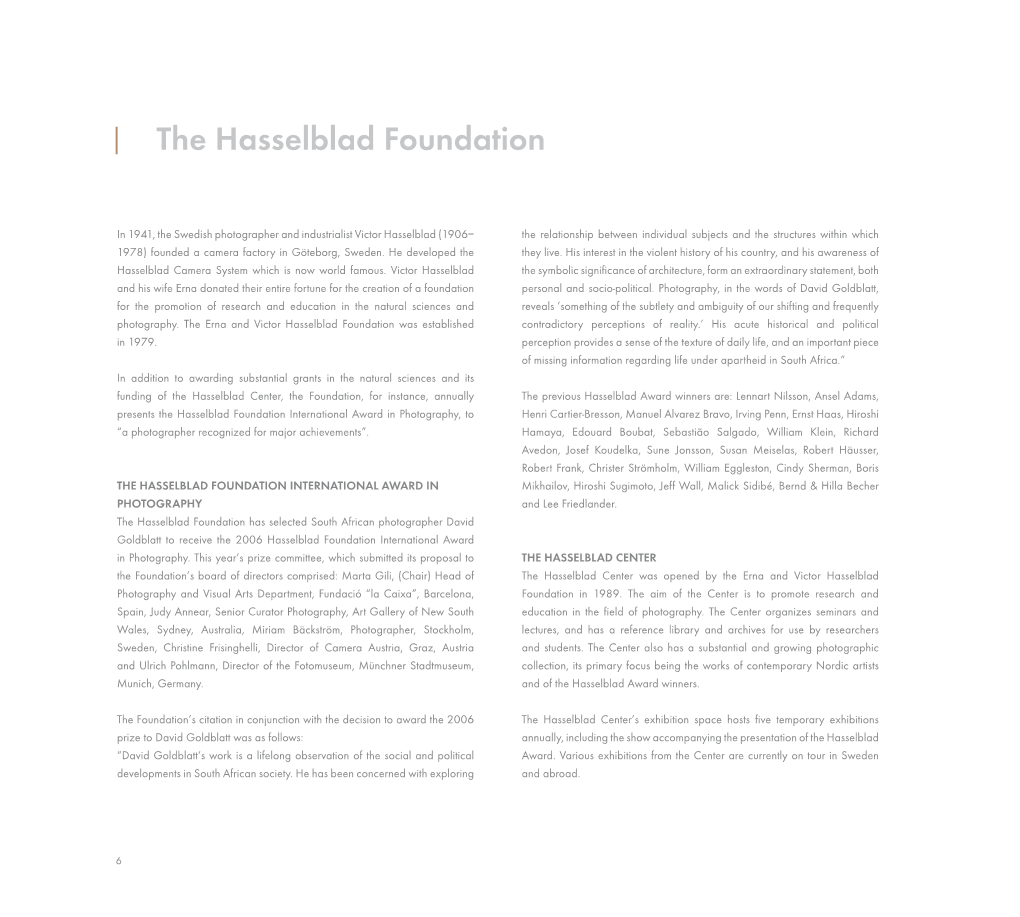 | the Hasselblad Foundation