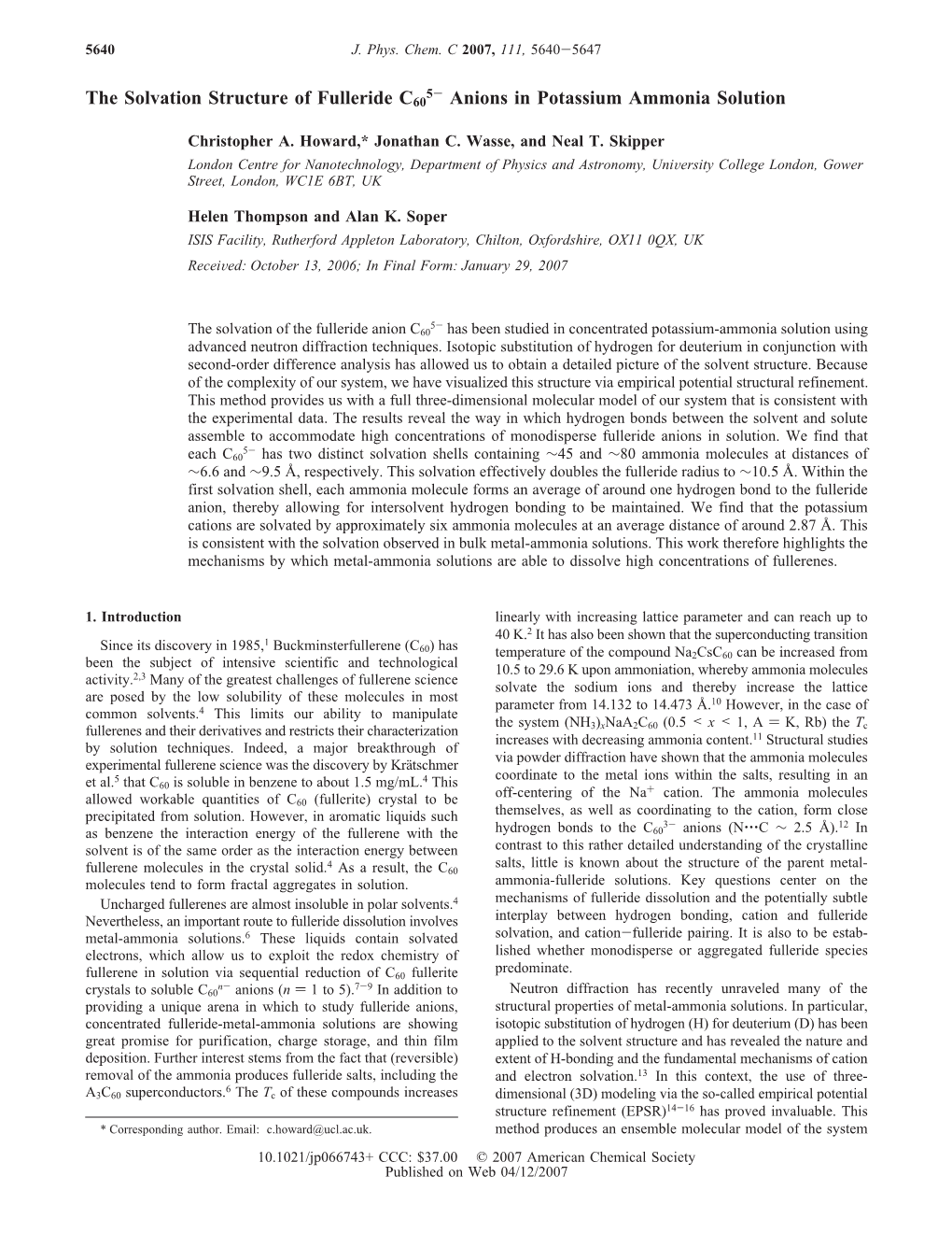 The Solvation Structure of Fulleride C60 Anions in Potassium Ammonia Solution