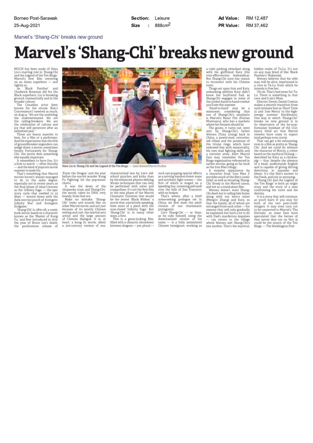 Borneo Post-Sarawak Marvel's 'Shang-Chi' Breaks New Ground