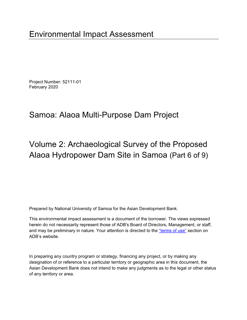 Archaeological Survey of the Proposed Alaoa Hydropower Dam Site in Samoa (Part 6 of 9)