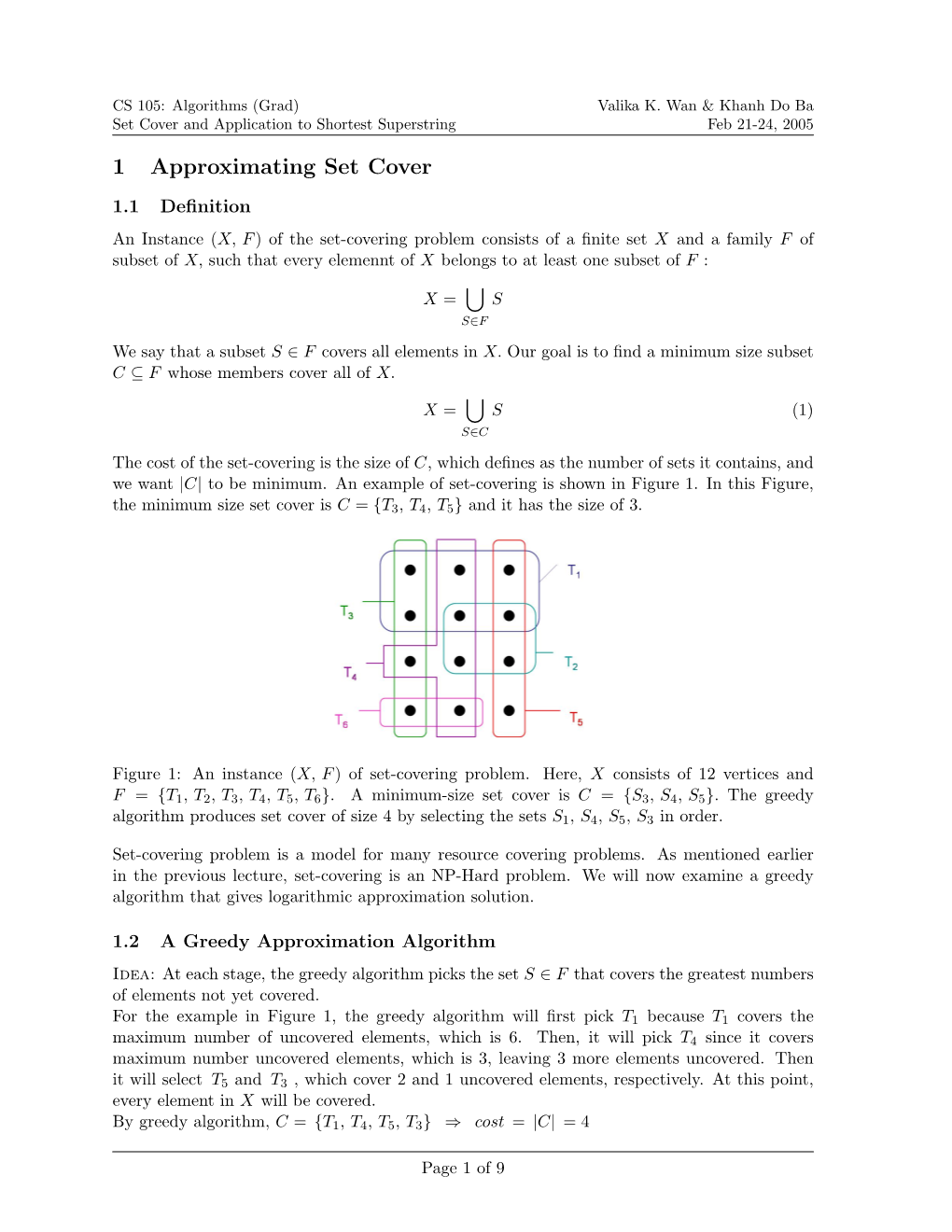 1 Approximating Set Cover