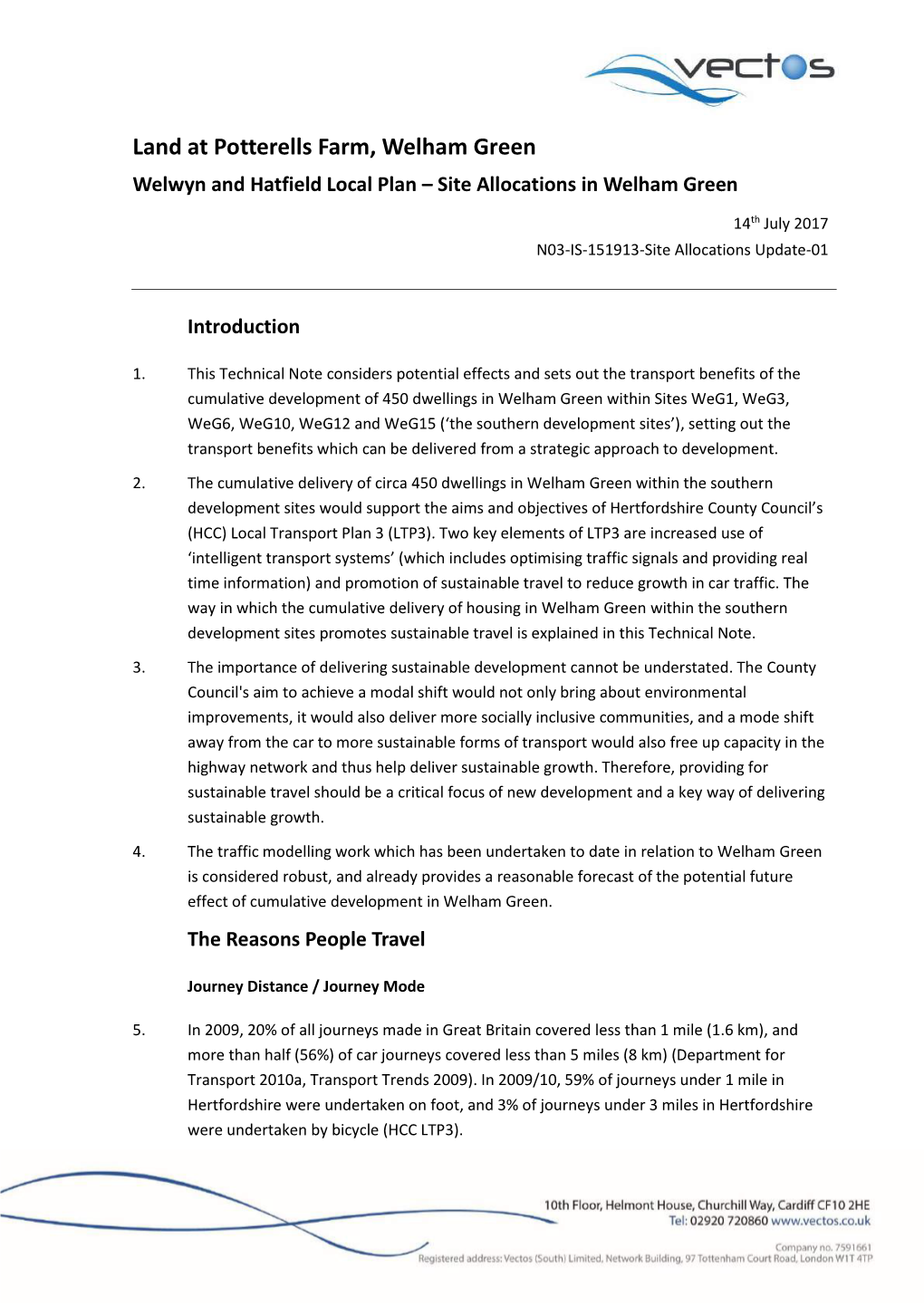 Land at Potterells Farm, Welham Green Welwyn and Hatfield Local Plan – Site Allocations in Welham Green