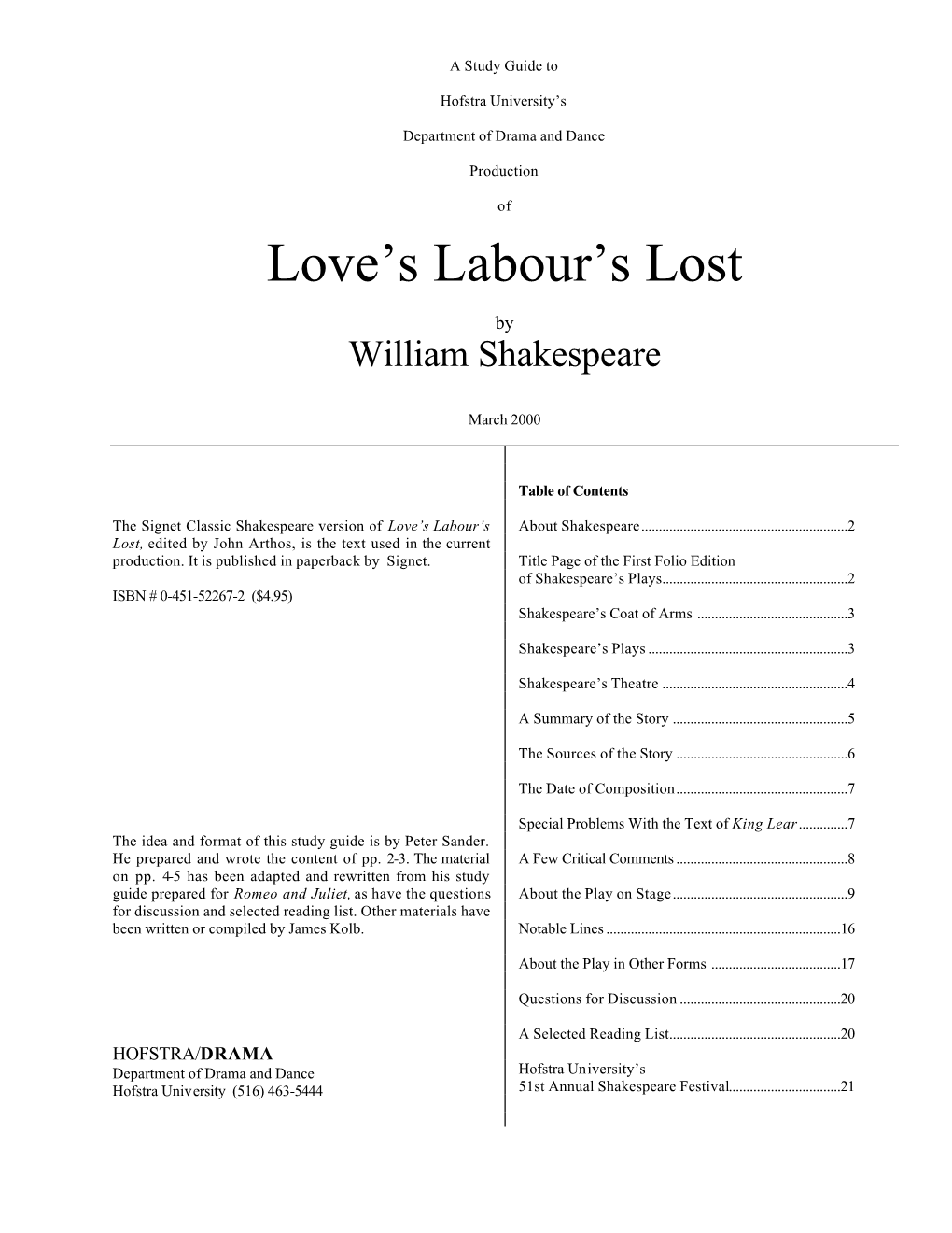 Love's Labour's Lost