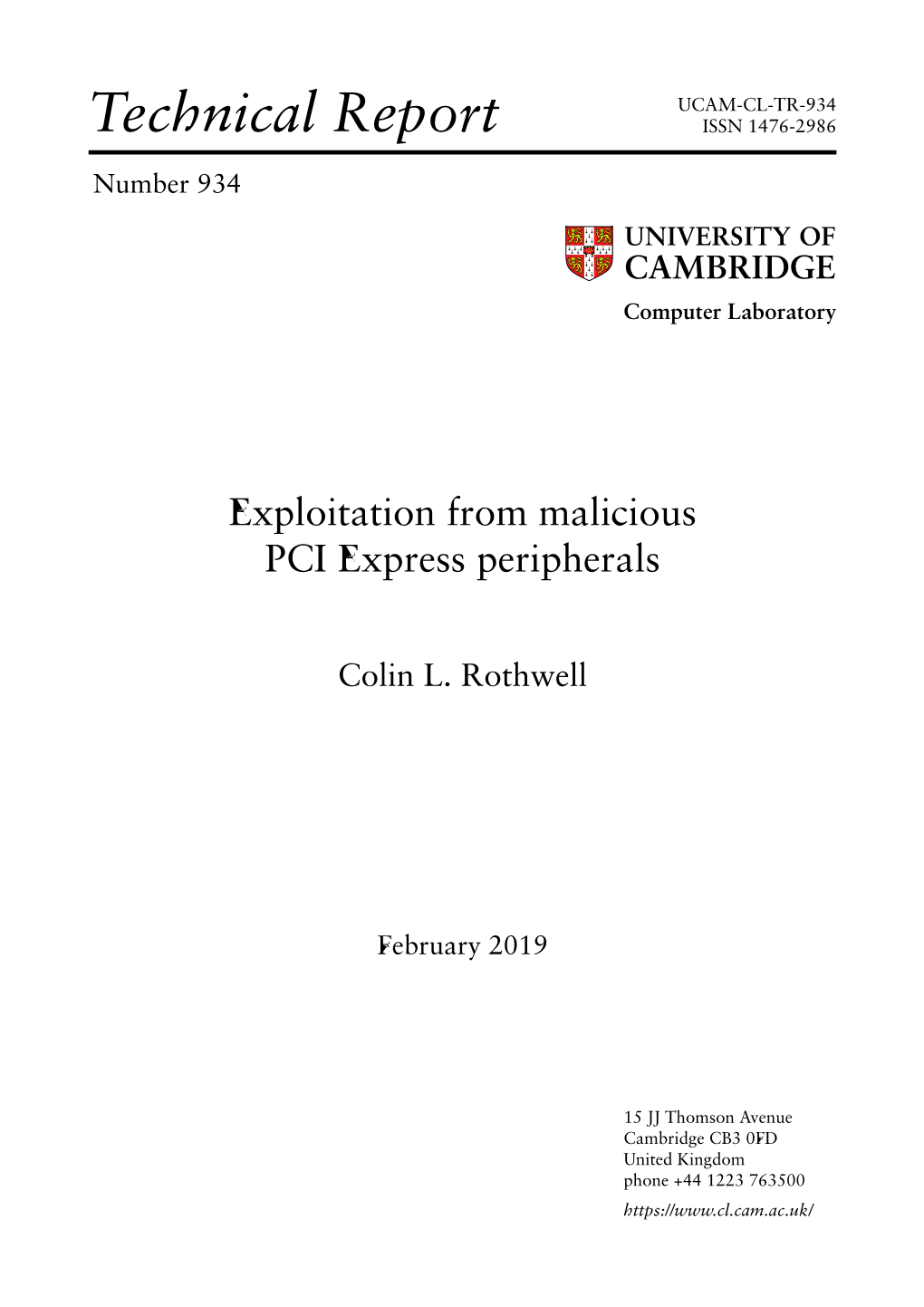 Exploitation from Malicious PCI Express Peripherals