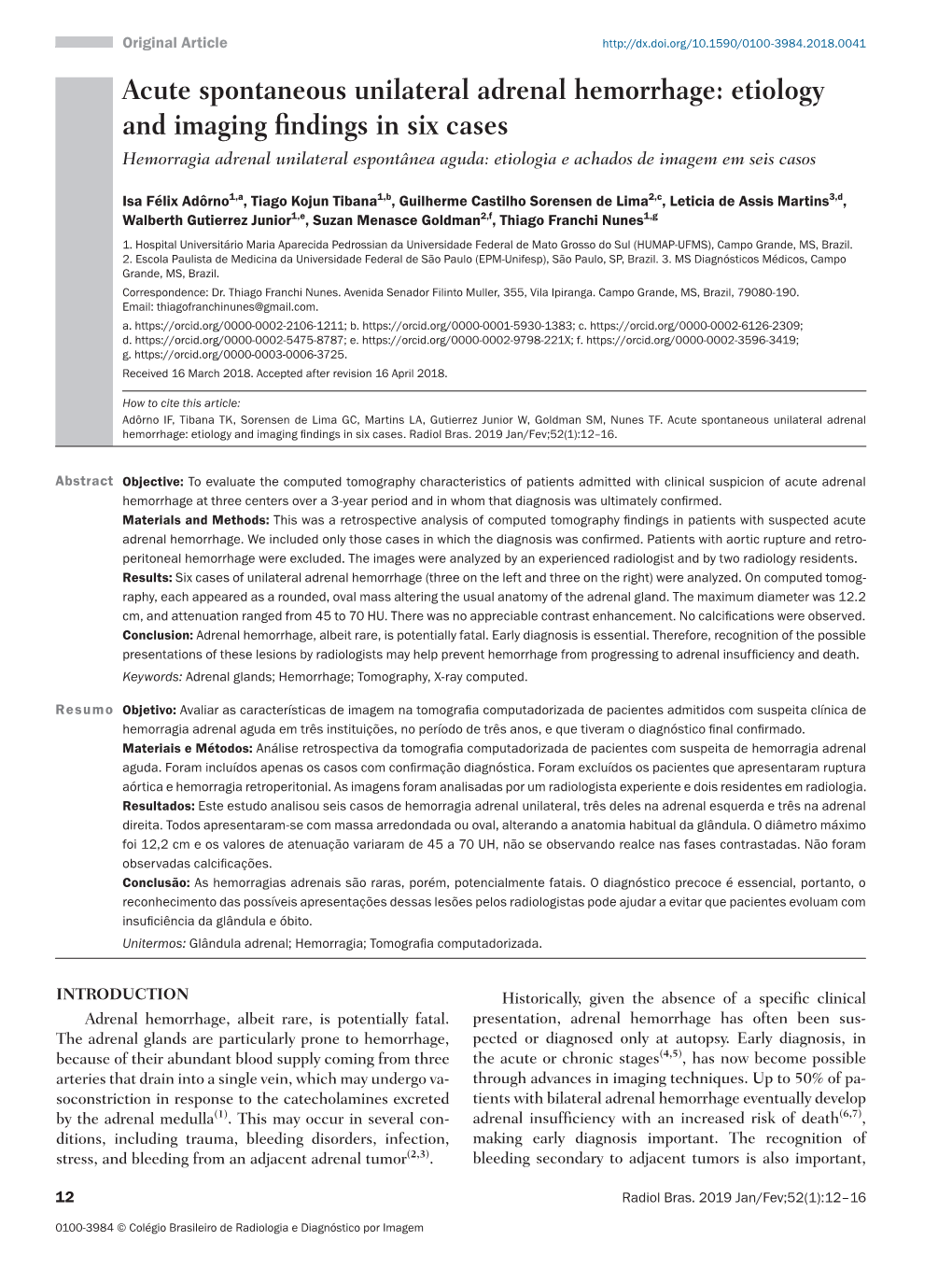 Acute Spontaneous Unilateral Adrenal Hemorrhage