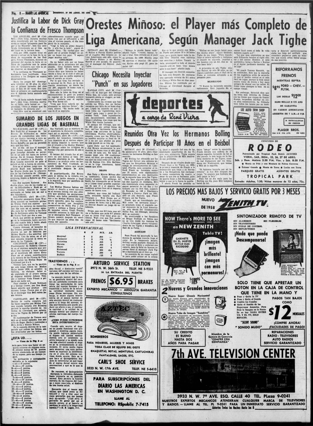 Orestes Miñoso: El Player Más Completo De LOS ANGELES, Abril 38 (Uni- Siderablemente Cuando Pegó Un Ted)